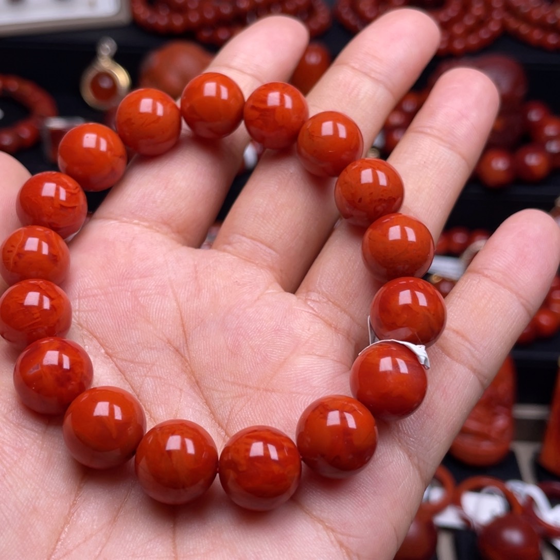 南红玛瑙珠宝奇石未镶嵌单圈12mm