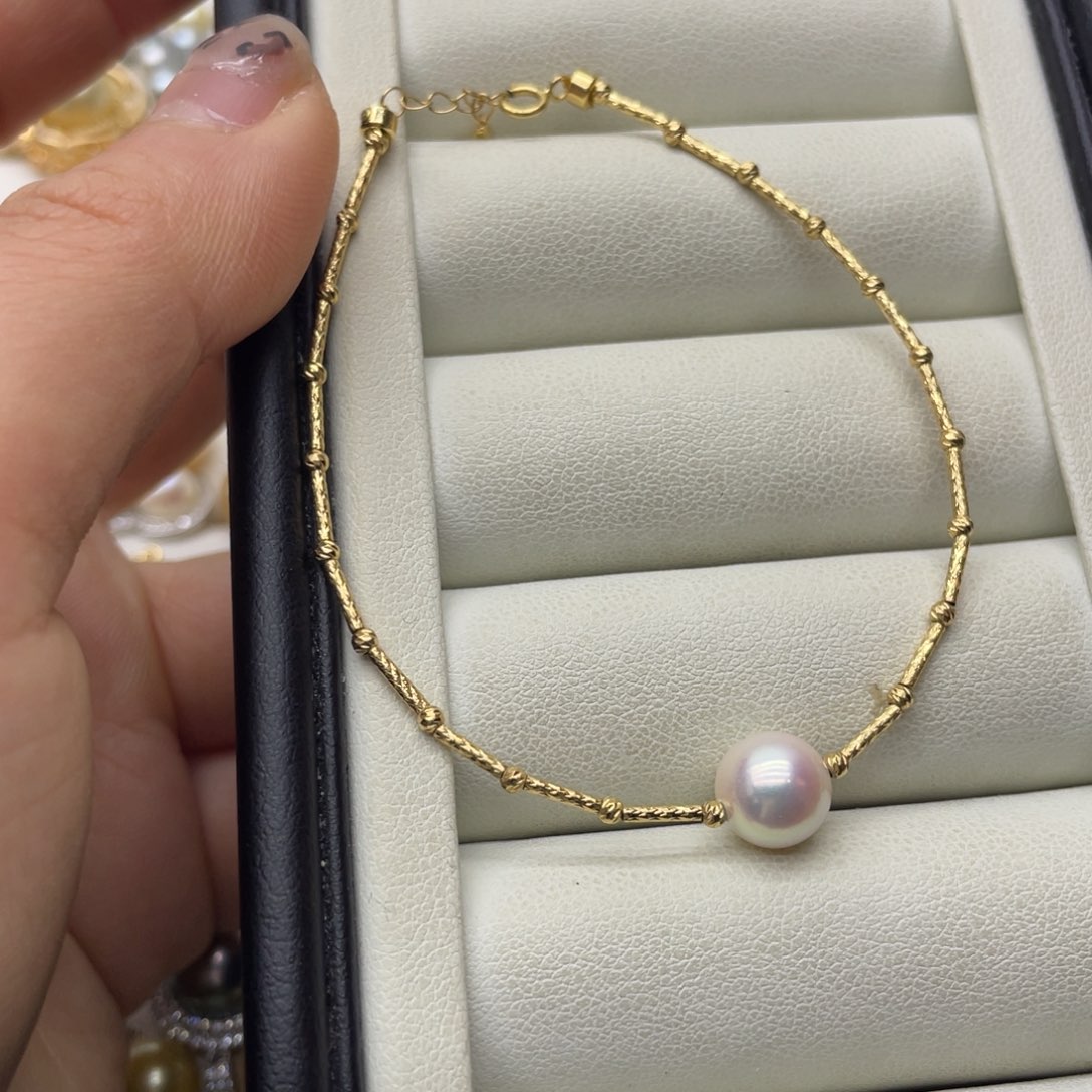 海水珍珠手链18K金镶嵌