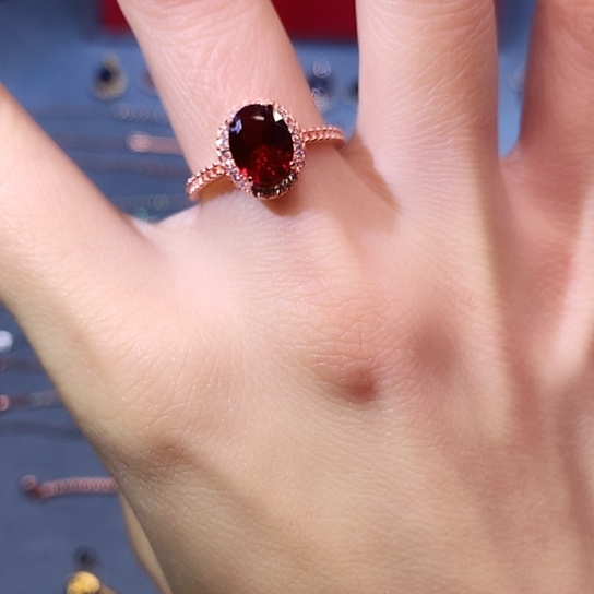 红宝石戒指银S925镶嵌