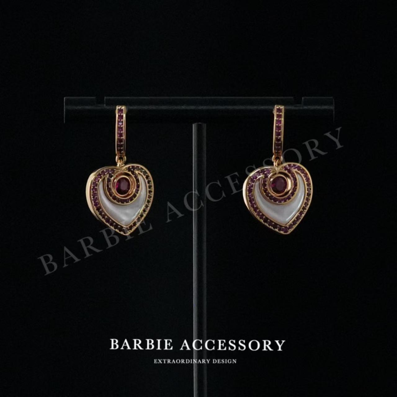 铜合金合成锆石耳饰 【红心光贝】既视设计款高级绝美耳环