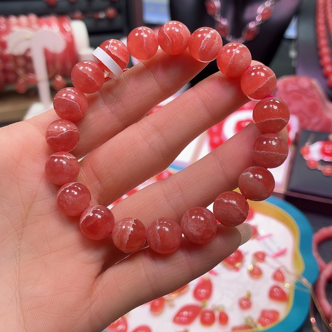 菱锰矿（红纹石）未镶嵌手串