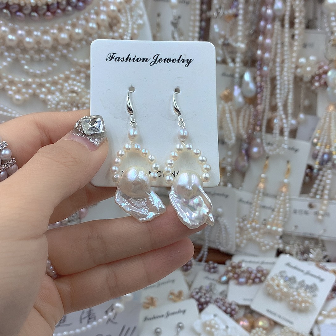 耳饰淡水珍珠银S925镶嵌