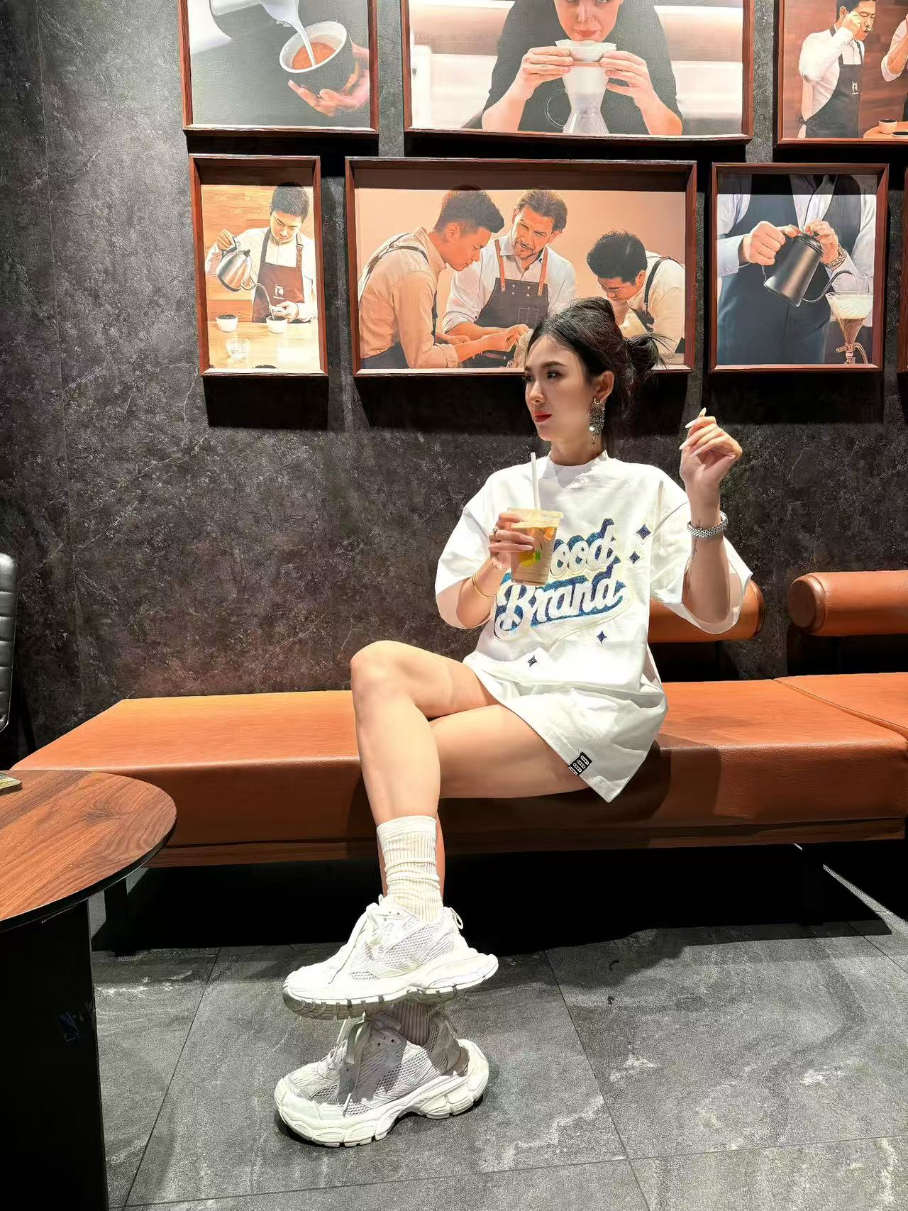 98824GOOD25ss立体美式星星亮片轻奢时尚高级感320克短袖T恤