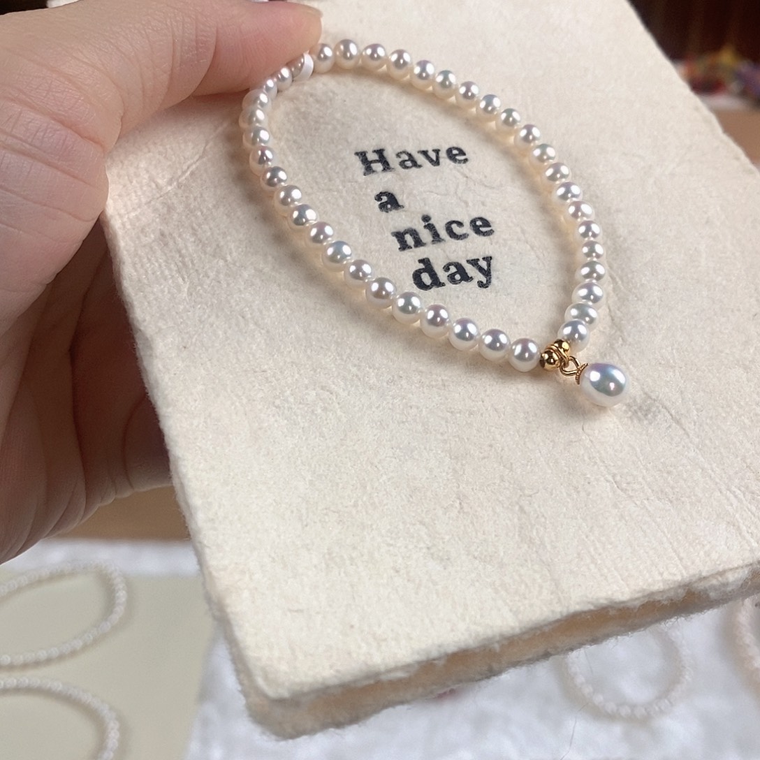 手绳银S925镶嵌淡水珍珠