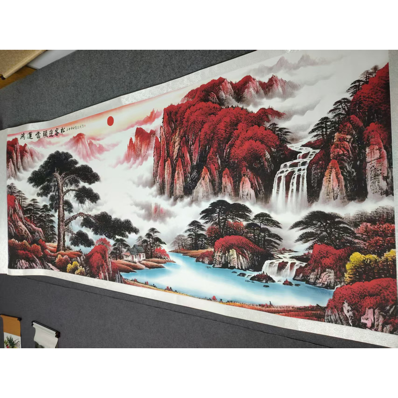 2.5米《鸿运当头迎客松》-横幅-客厅-山水挂画