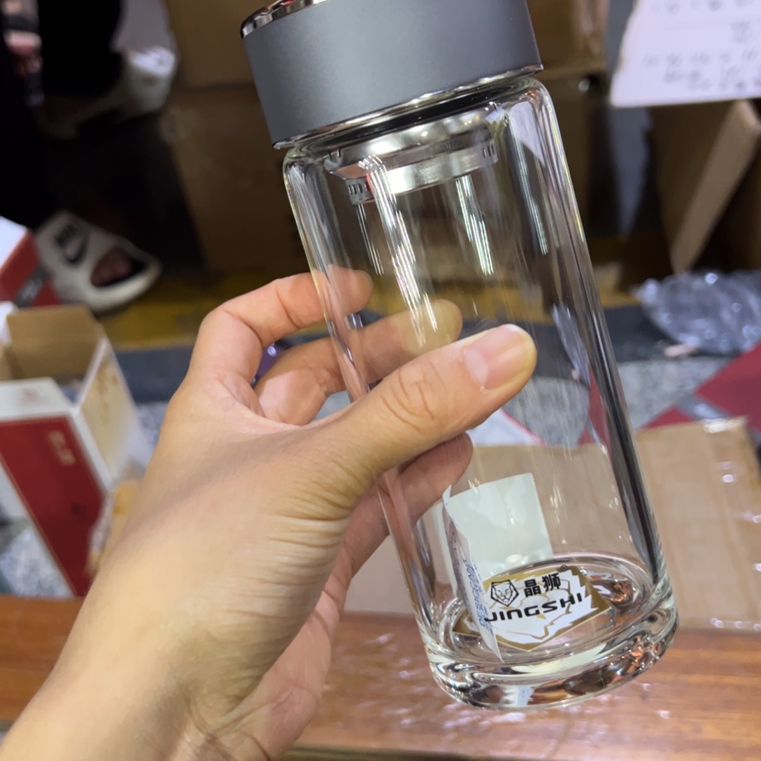 晶单层烫手玻璃杯460玻璃杯灰色➕被套