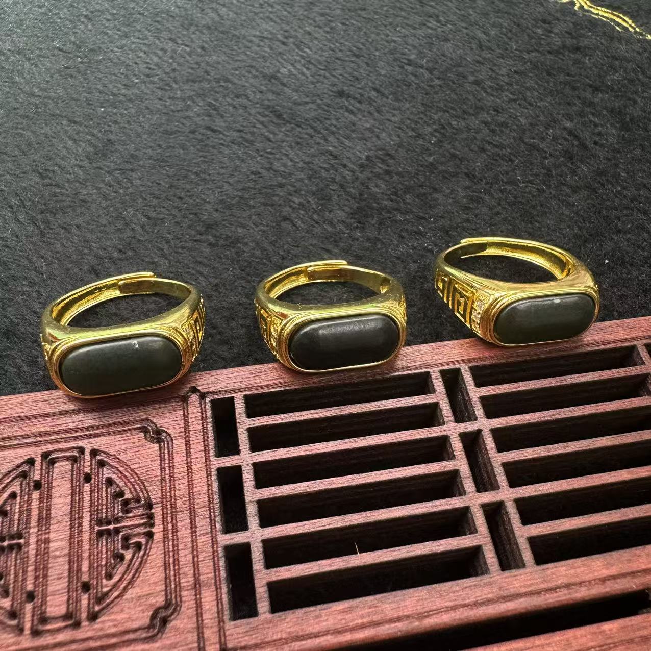 【刘少文】一系玄青墨玉青和田玉戒指-HT-B222-多样性只发一件