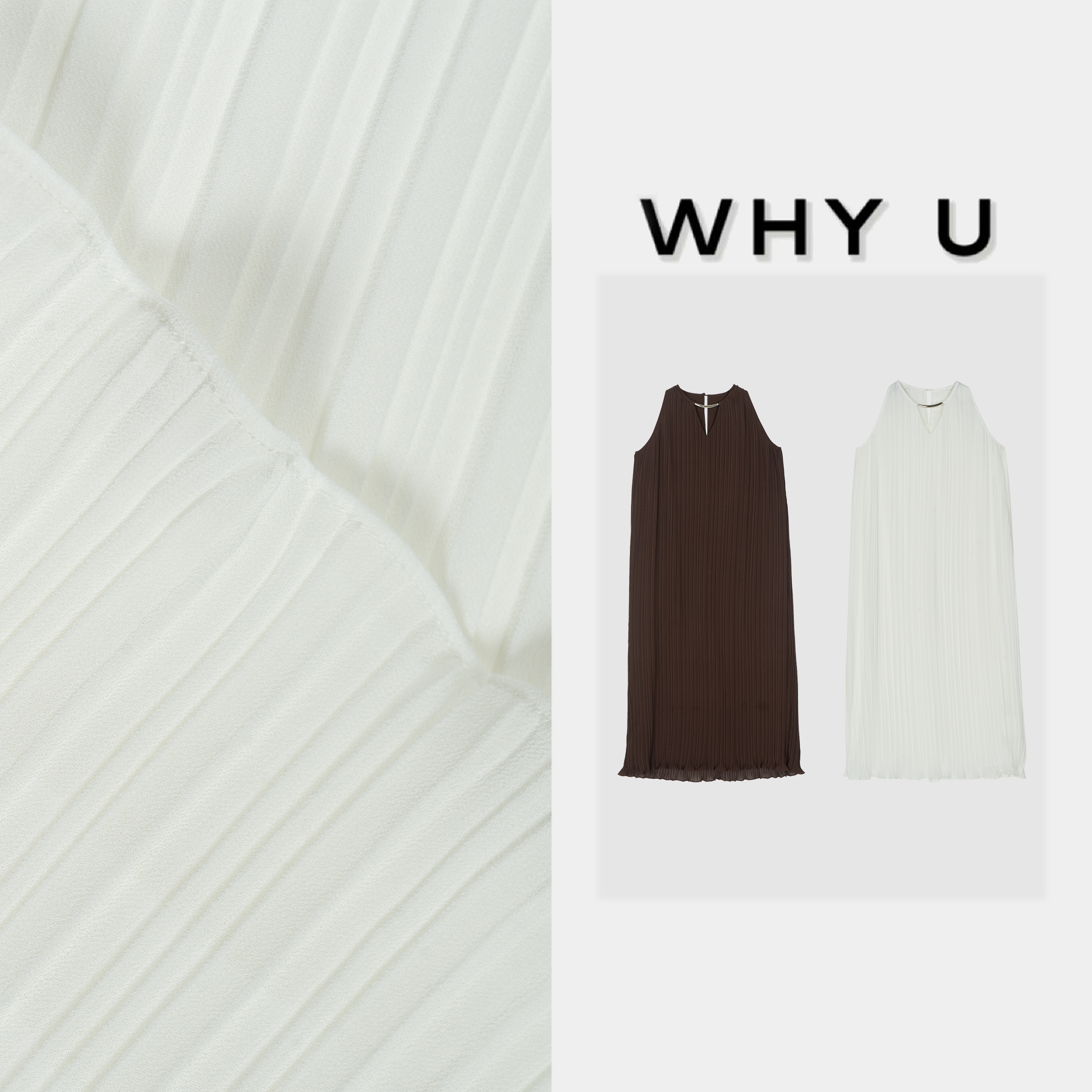  WHYU夏季新款极简时尚简约风竖条纹银饰领连衣裙【知沫】25SS