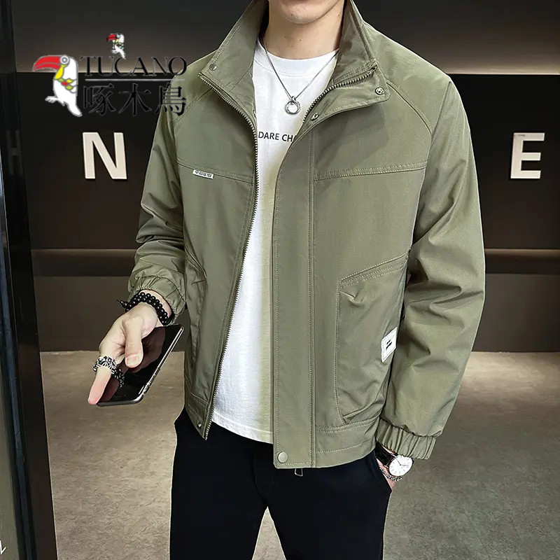啄木鳥男士立领工装夹克春秋季新款潮流休闲百搭薄款男士上衣外套