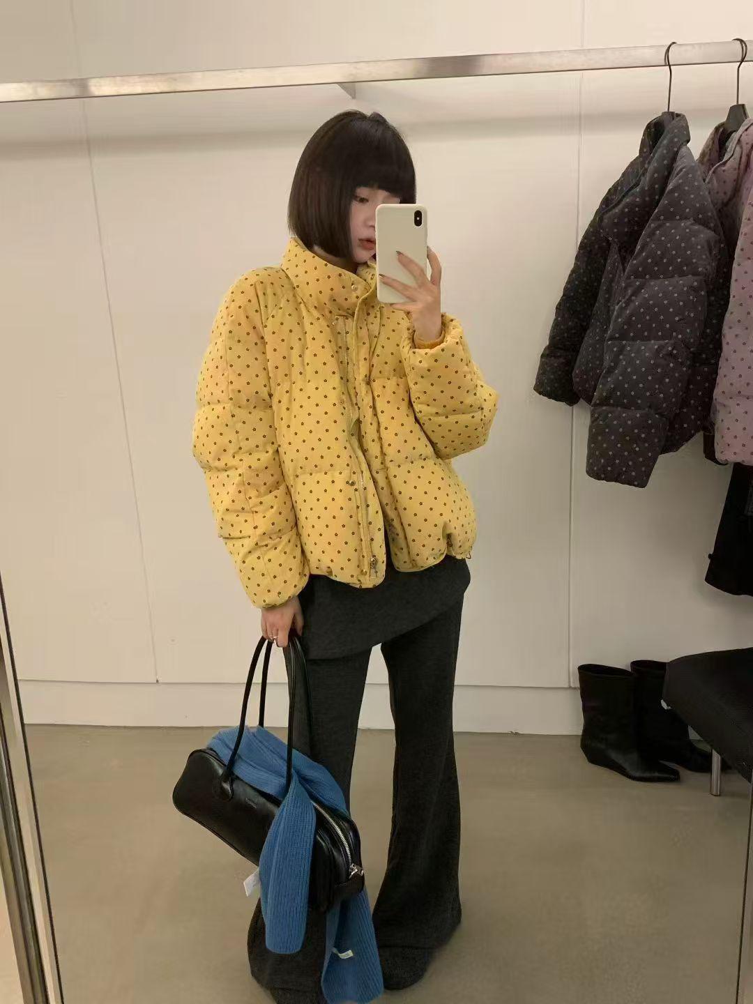 清新棉服小花女短款韩系立领宽松加厚保暖外套冬季小棉服