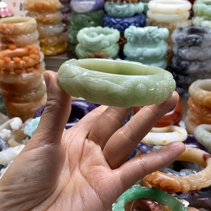 夢***影石英岩玉未镶嵌手镯