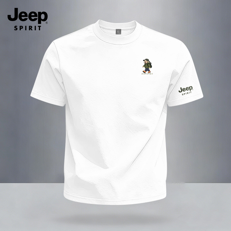 JEEP SPIRIT山系纯棉T恤男士夏季纯棉透气宽松简约运动短袖上衣男