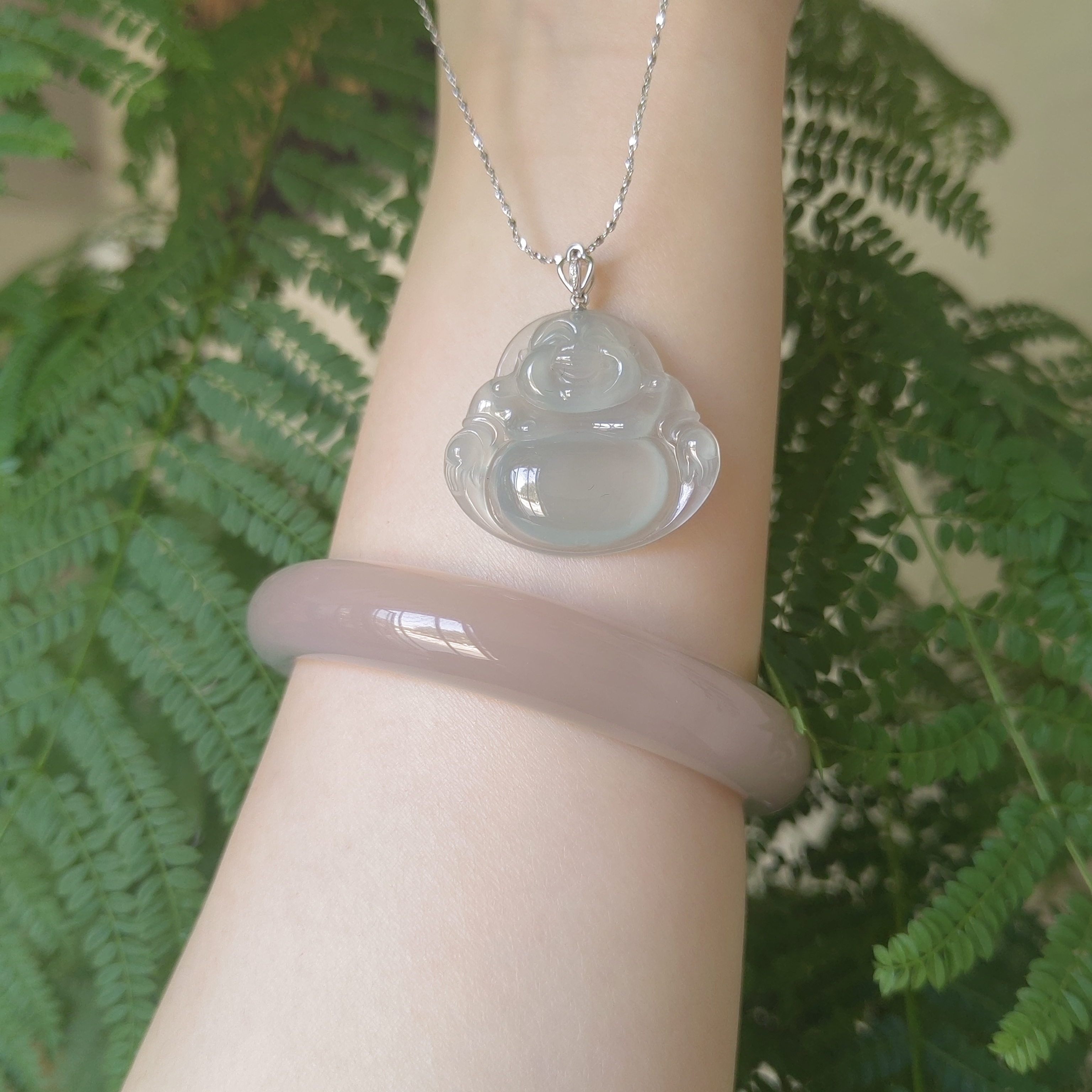 缅甸翡翠A货蓝底佛公