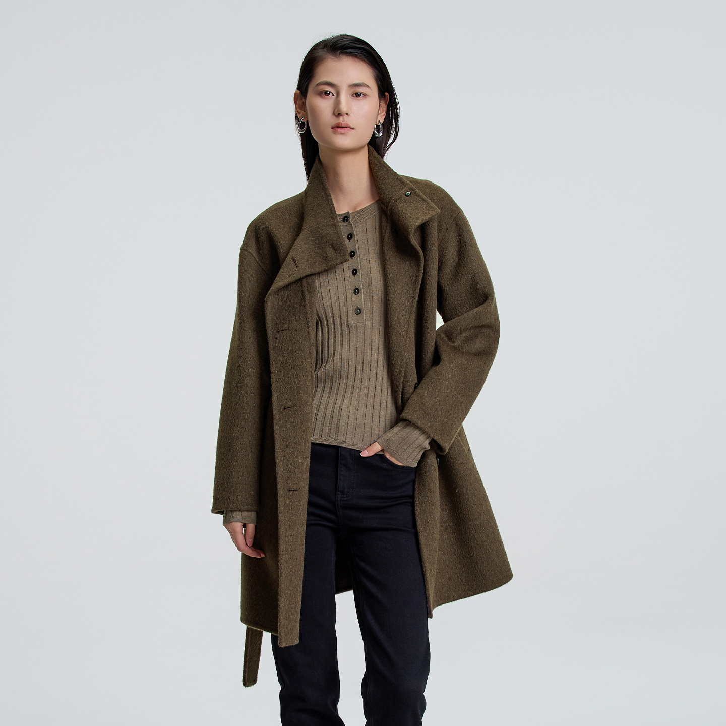 2025秋冬女士长款毛呢双面呢外套适合日常通勤的中长款冬季大衣NS