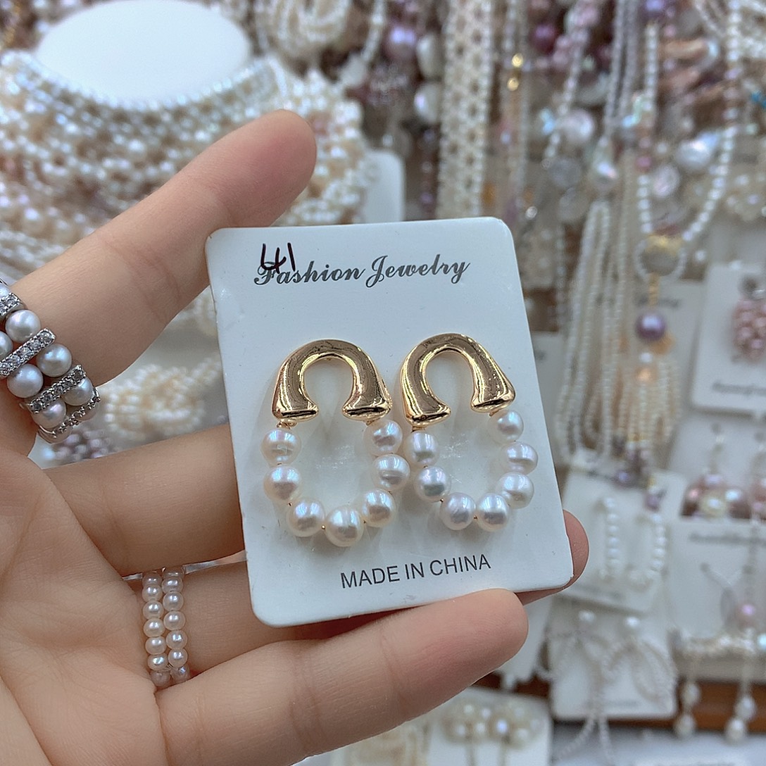 淡水珍珠耳饰银S925镶嵌