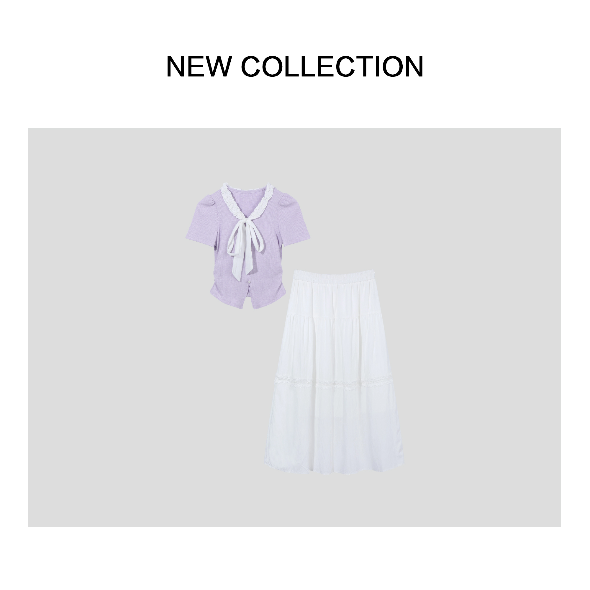 【婷婷专属】新款短袖上衣+半长裙套装 D1528155-28155