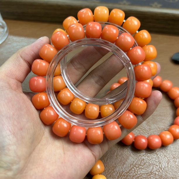 a744 桃之夭夭菩提 卡1.2老型珠单圈手串（多样性发其一）