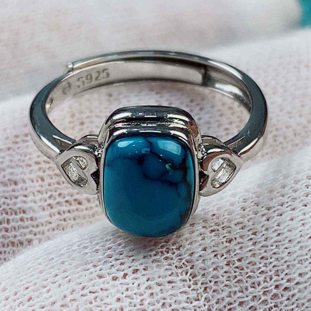 绿松石银S925镶嵌原矿无优化