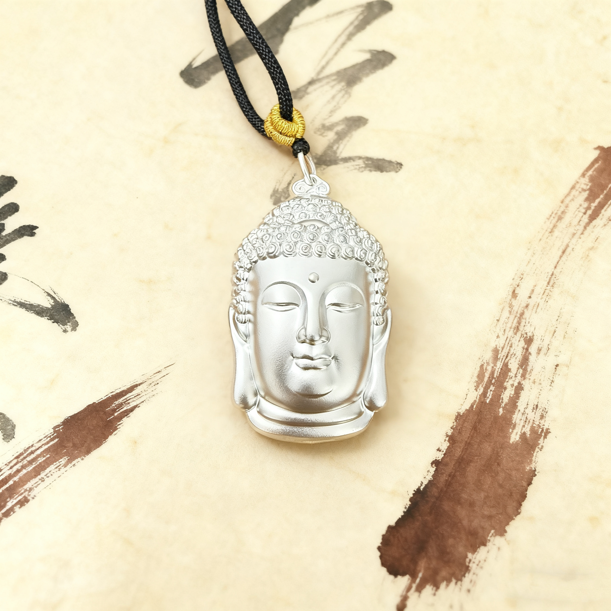 吊坠足银 【大佛头吊坠】足银999古法磨砂挂坠气质大气不易变形厚壁