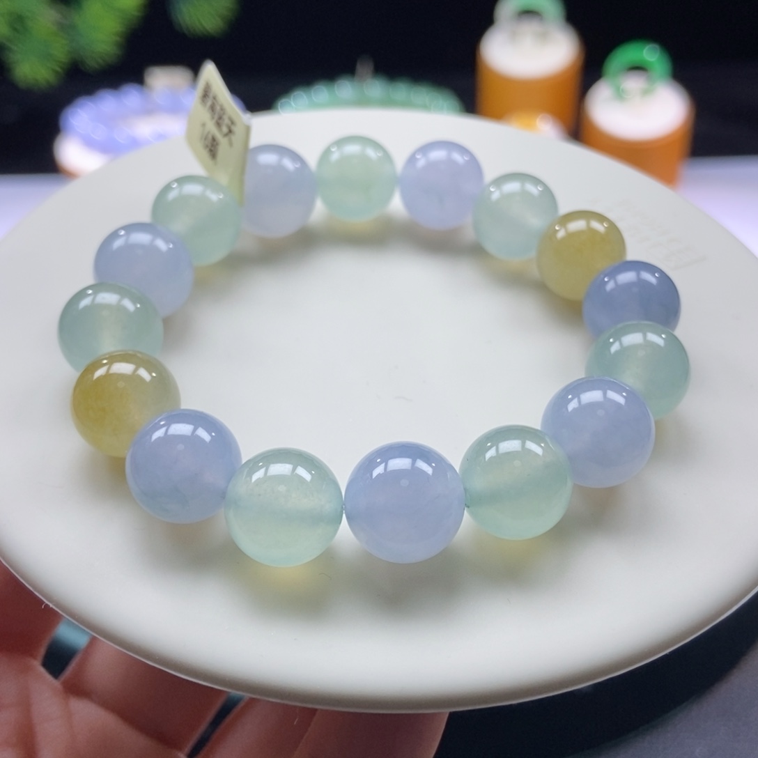 翡翠手串未镶嵌马卡龙多宝11.9+