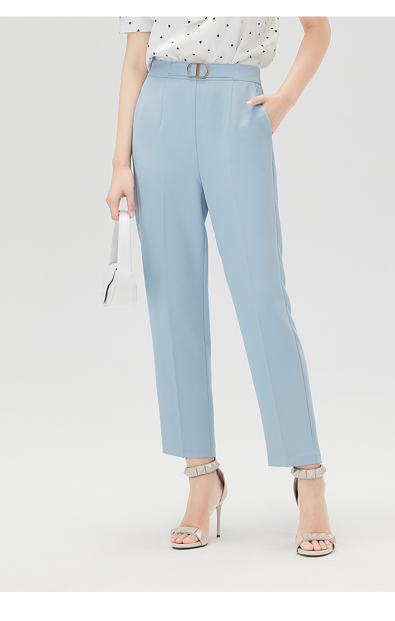 简约百搭长裤132230027薄款夏季垂感高腰九分裤直筒裤女裤时尚