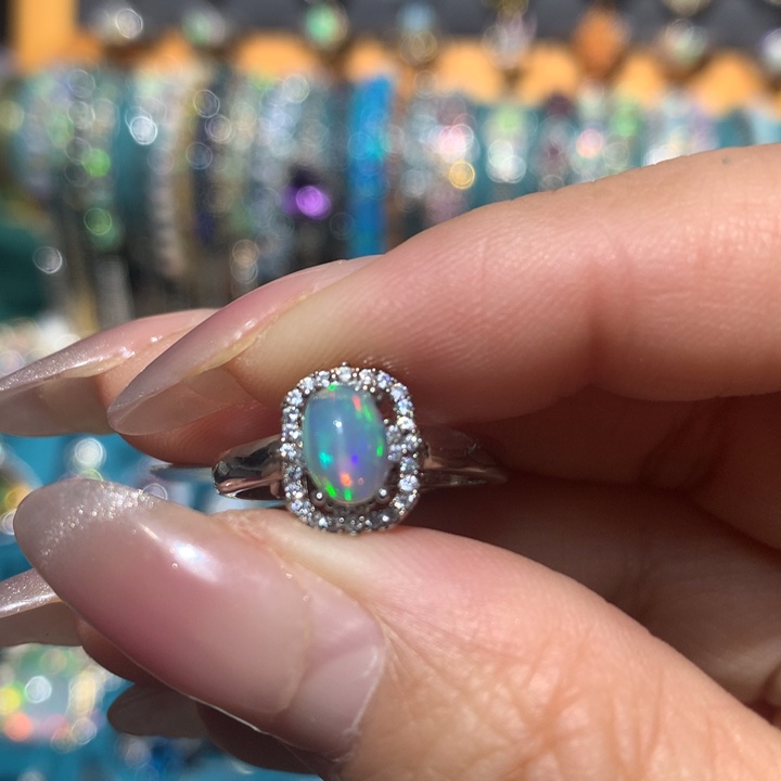 欧泊福利戒指银S925镶嵌