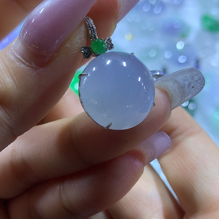 翡翠18K金镶嵌颈饰天然翡翠A货吊坠