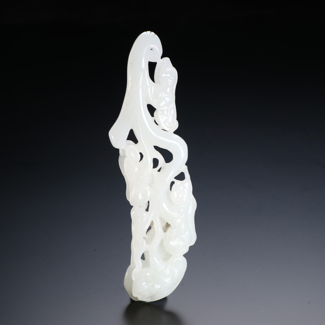 《博古文物》-玉-雕灵芝如意把件-Xx-250115