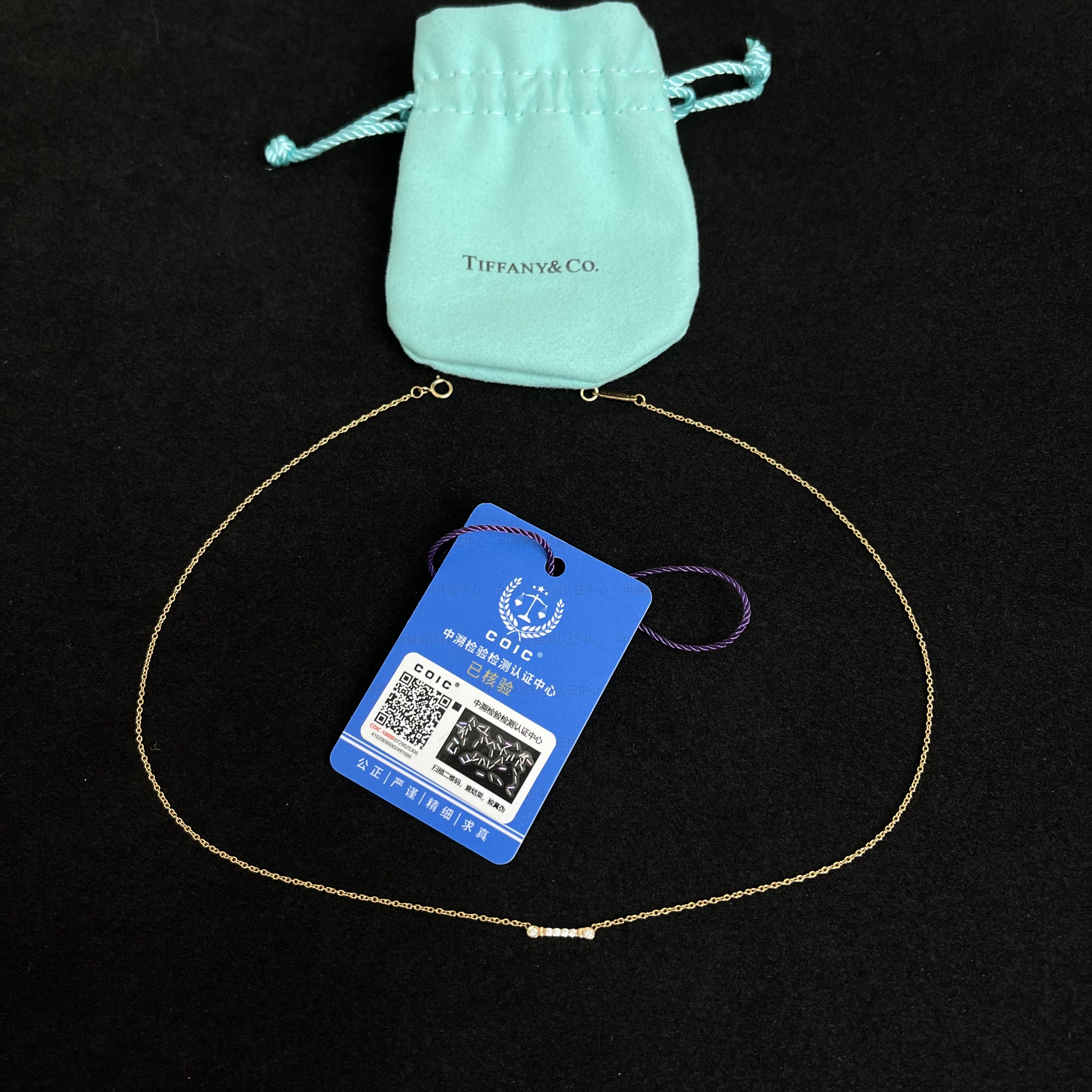 95新 Tiffany & Co./蒂芙尼 Tiffany/蒂芙尼鸢尾花枝镶钻项链