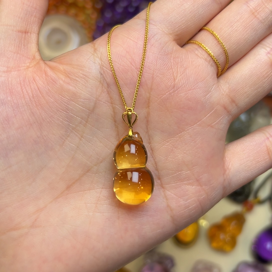 18K金镶嵌吊坠(赠链)水晶黄水晶葫芦