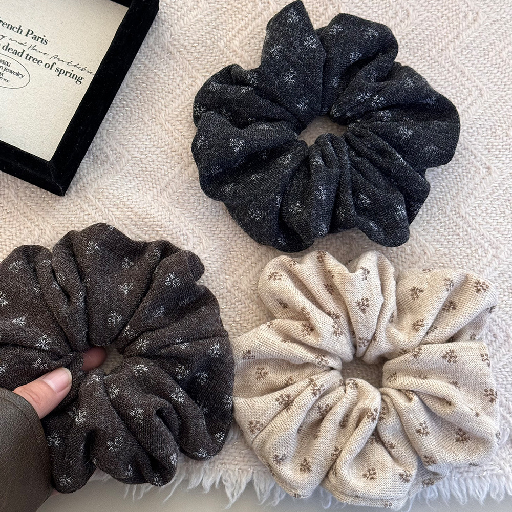 韩系小碎花针织大肠发圈高级感印花发绳复古气质马尾皮筋头绳头花