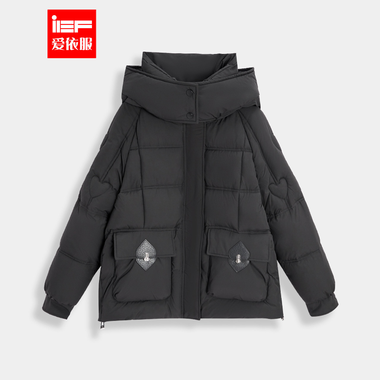 IEF/爱依服2025冬季新款韩系风简约纯色通勤百搭保暖棉衣外套