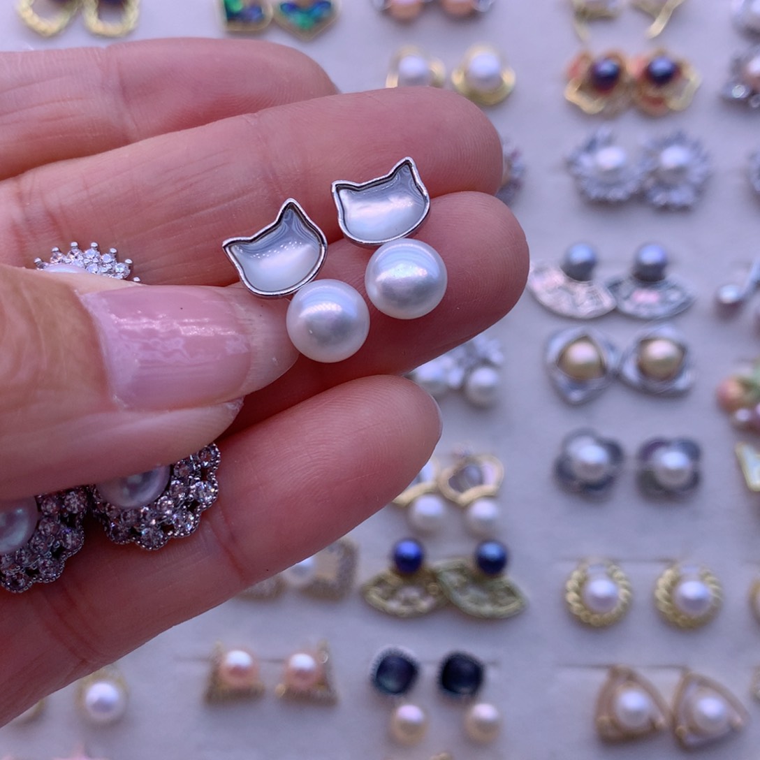 淡水珍珠耳饰合金