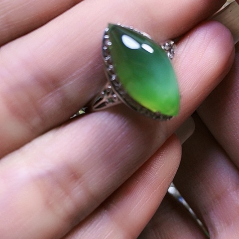 和田玉银S925镶嵌戒指