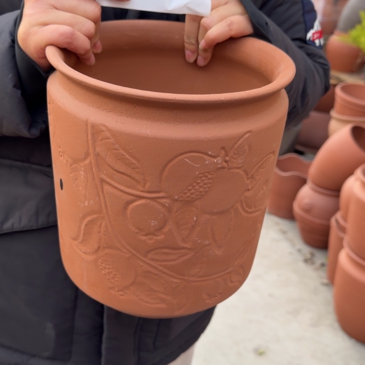 紫砂花盆口20高23宜兴紫砂瑕疵粗糙花泥