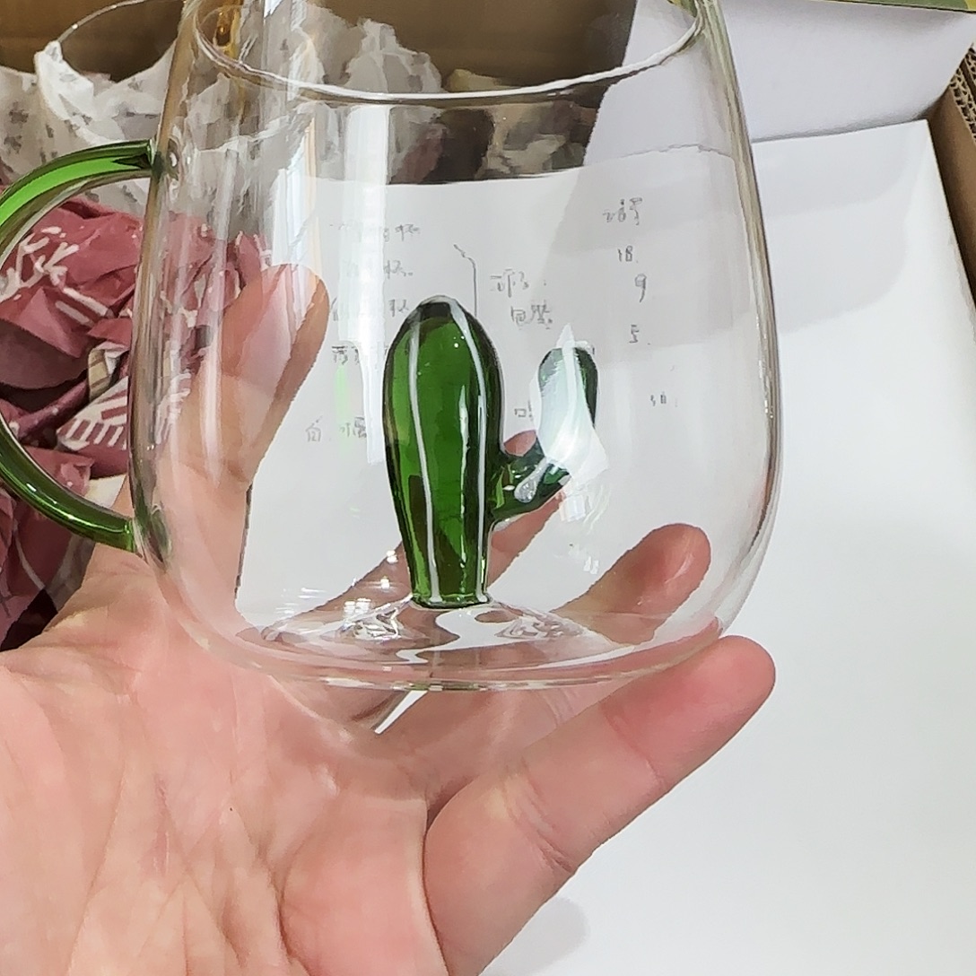 827微瑕仙人掌高硼硅单杯1只