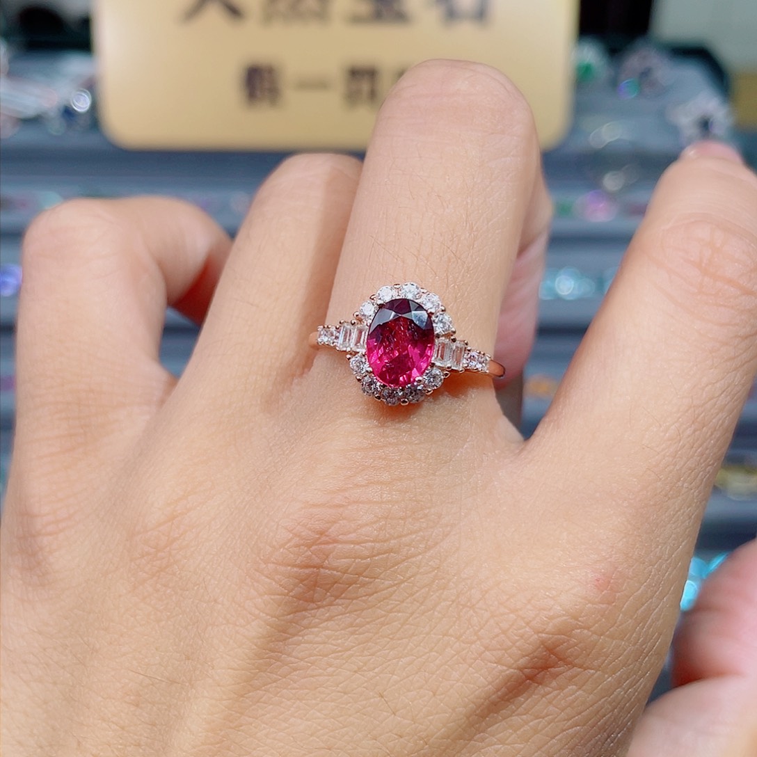 石榴石（紫牙乌）戒指银S925镶嵌