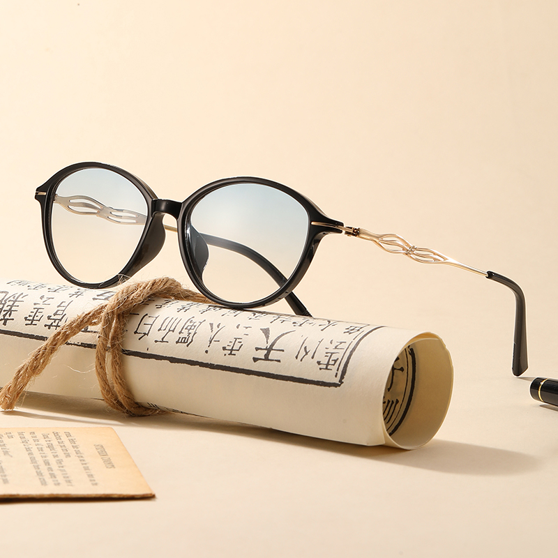 尹仑时尚中老年老花镜超轻椭圆框女款轻奢设计近视眼镜平光眼镜架