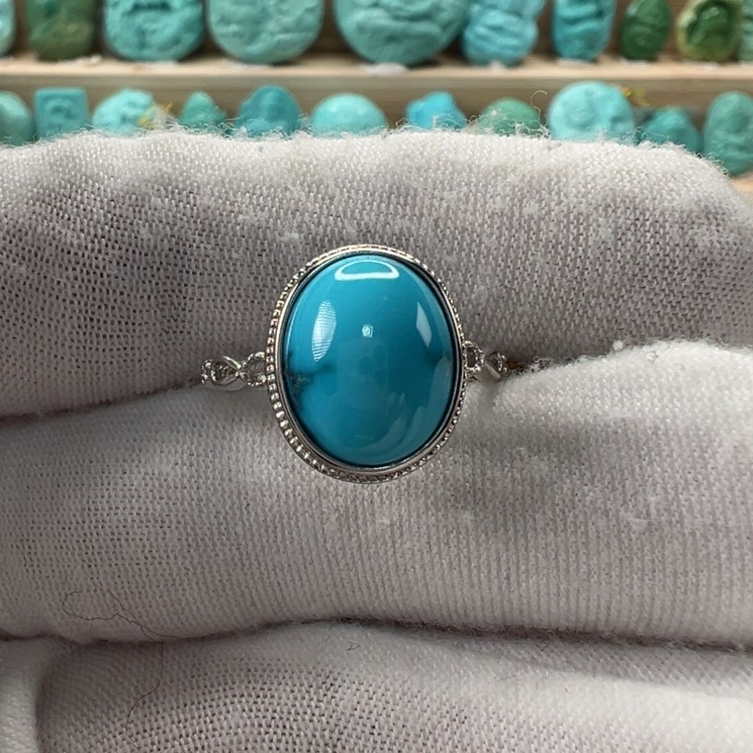 银S925镶嵌绿松石戒指 