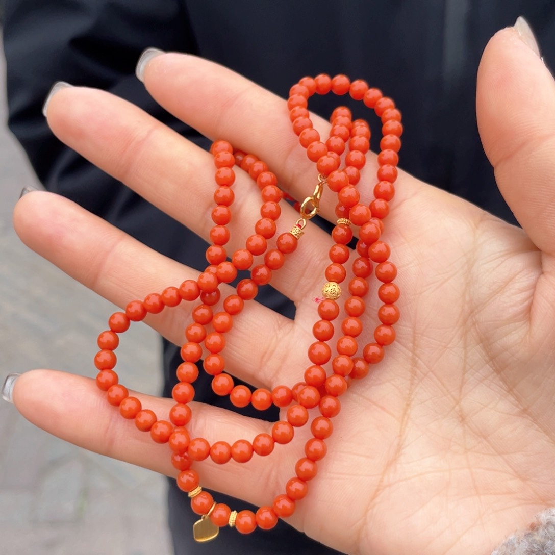 南红玛瑙18K金镶嵌颈饰卡4➕