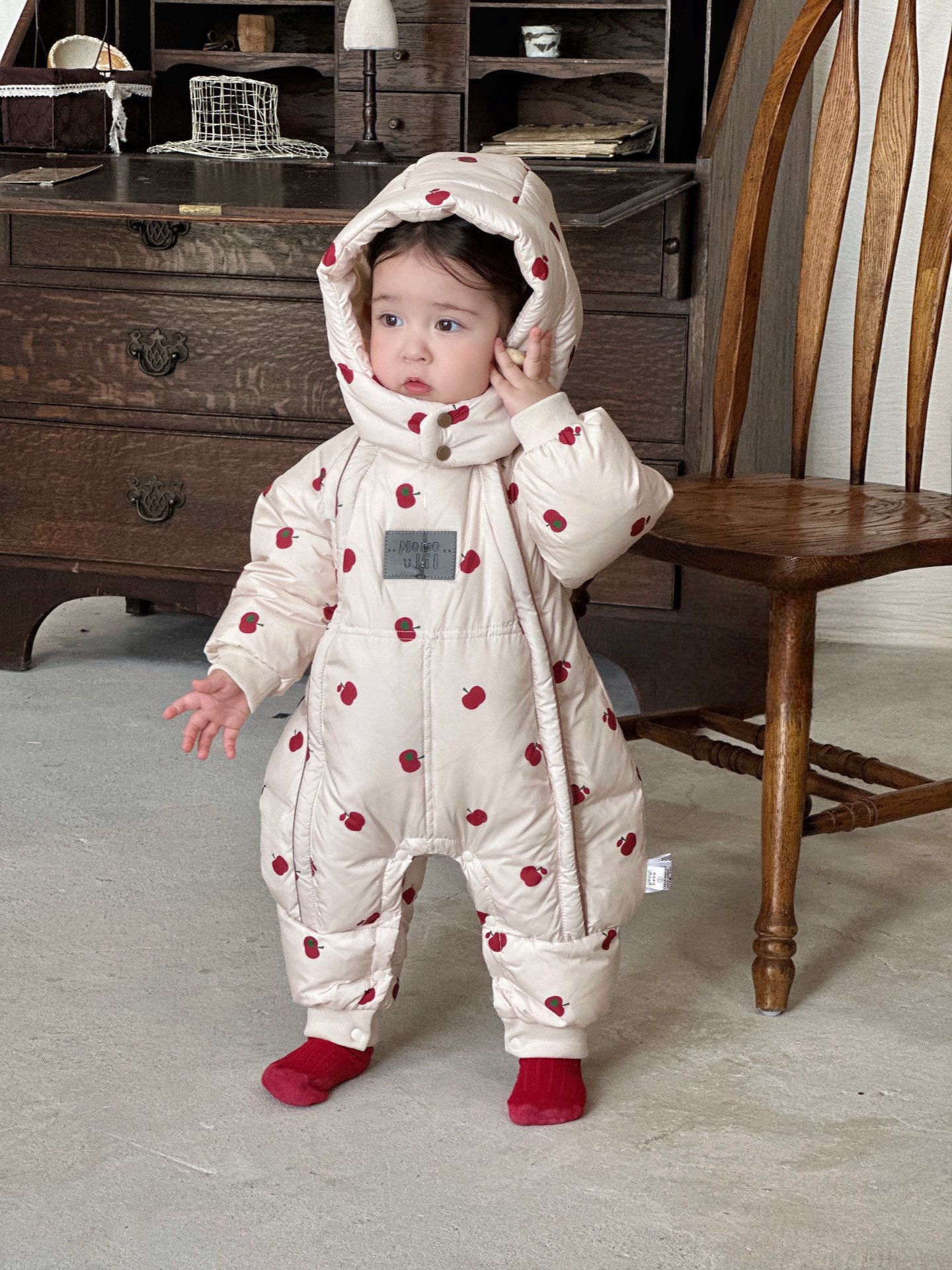 爬服长袖长爬款连体衣冬季宝宝女拉链单排扣加绒babi