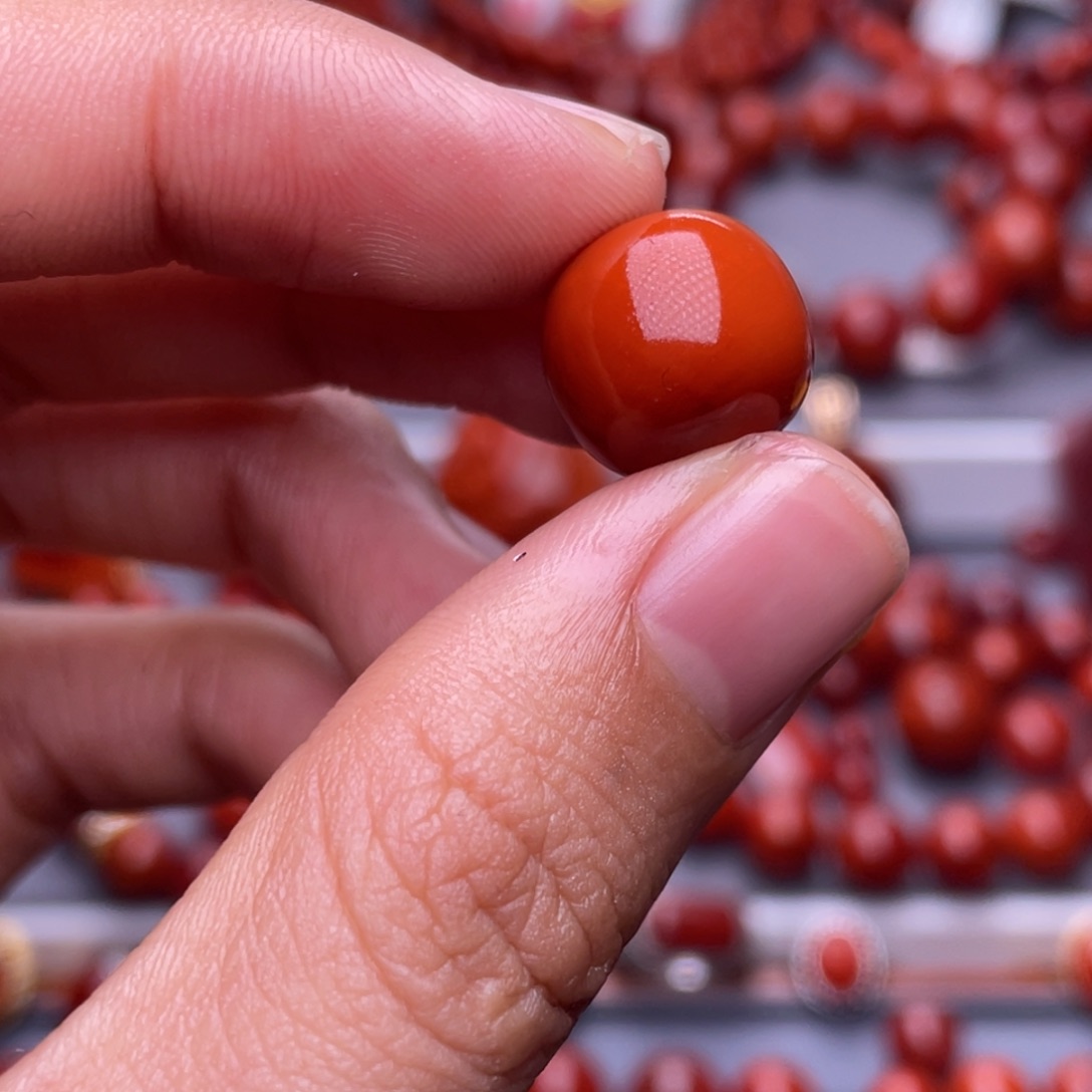 南红玛瑙未镶嵌其他天然原矿）13mm收藏瓦西柿子锦老型