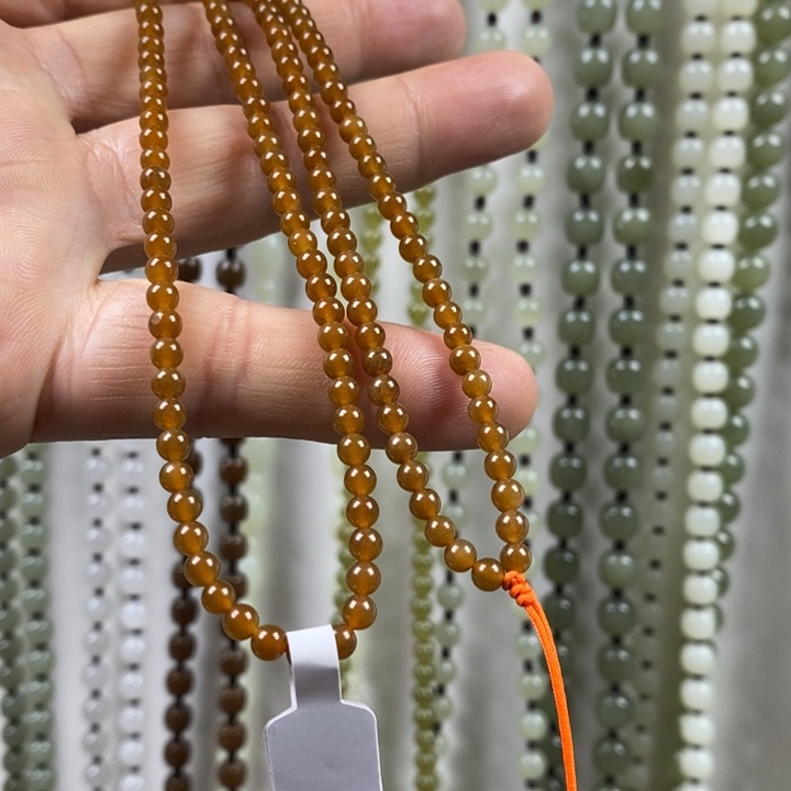 渡***缘和田玉未镶嵌项链和田玉圆珠项链