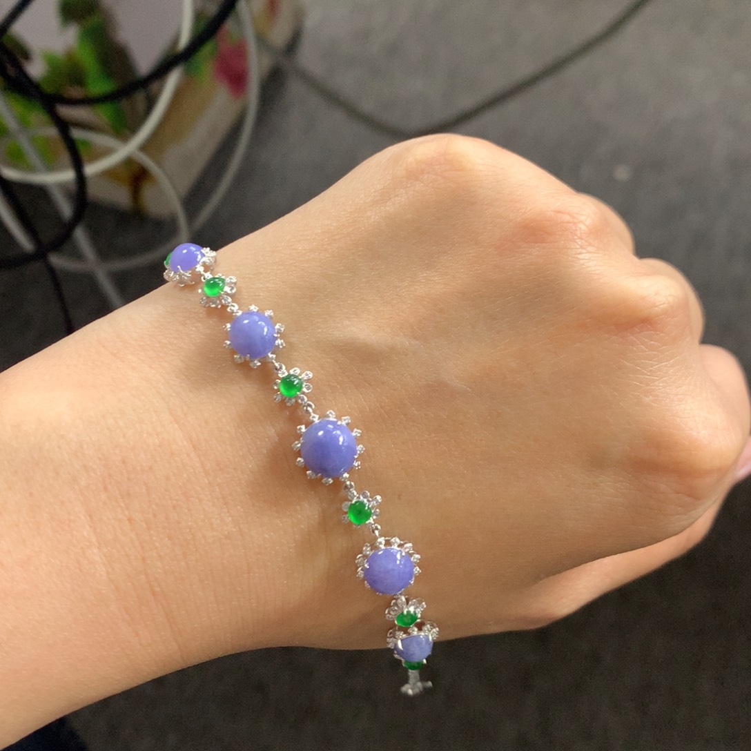 翡翠手链18K金镶嵌翡翠