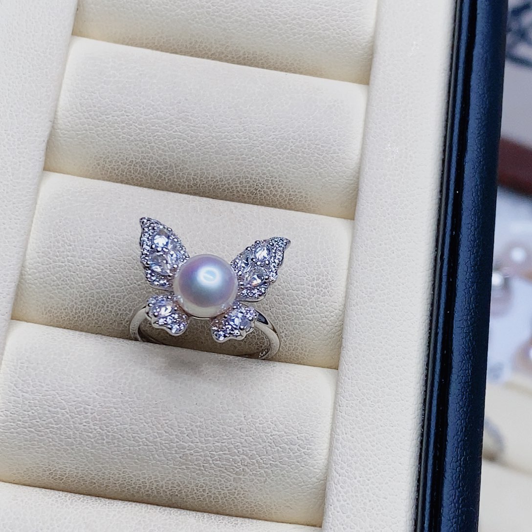 淡水珍珠戒指银S925镶嵌?****?