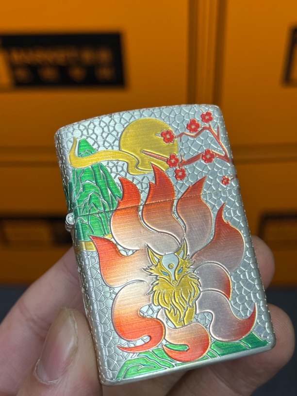 佐罗银九尾防风煤油打火机（需自行配油）1137