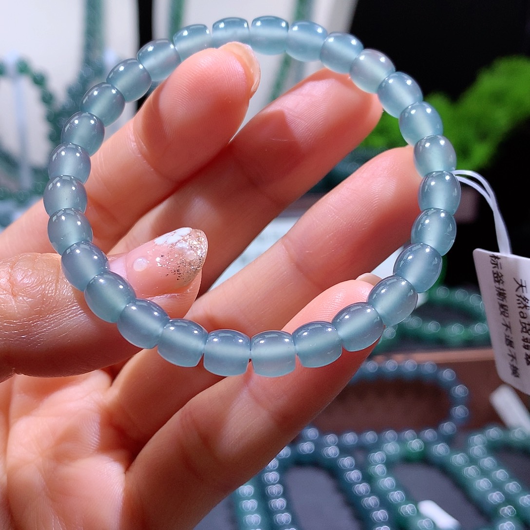 翡翠未镶嵌手链天然a货翡翠手串6.5mm