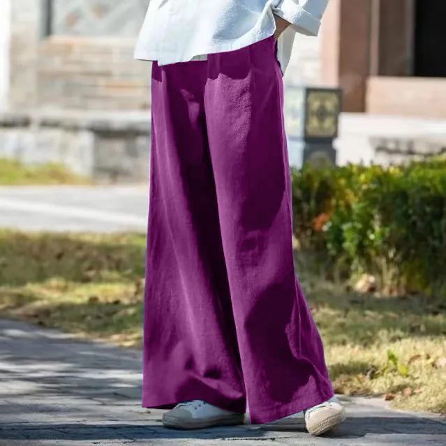 夏季新款棉麻高腰宽松直筒文艺范百搭阔腿女裤