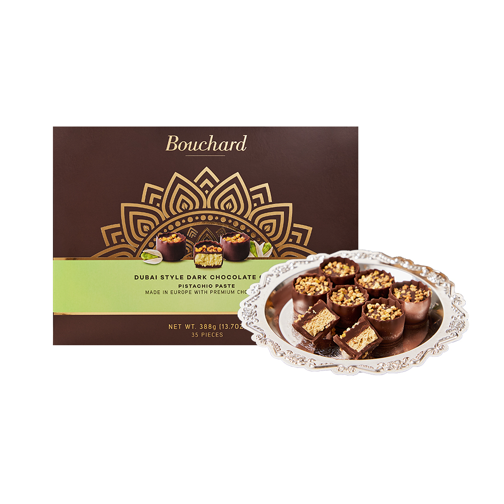 Bouchard 德国进口 迪拜风味开心果酱夹心黑巧克力杯  388克
