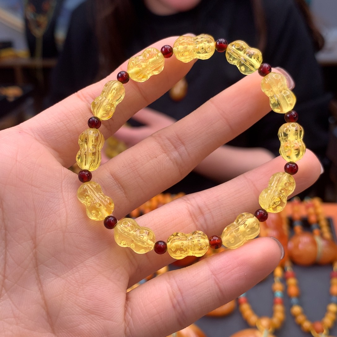 琥珀手串未镶嵌天然